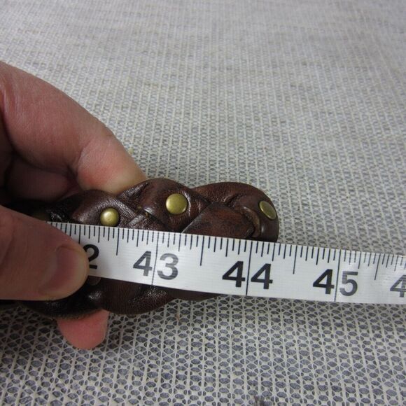 Fossil Belt Womens Medium Brown Genuine Leather Braided Studded Western Boho - Picture 15 of 16